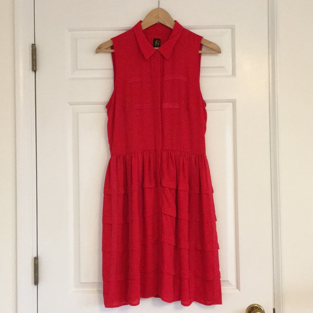 Sachin + Babi coral red tiered dress